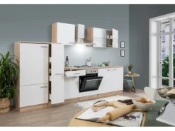 Respekta Küchenzeile KB300ESW 300 cm -Eiche Sägerau Nachbildung< Herde|Kühlschränke