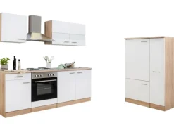 Respekta Küchenzeile KB300ESW 300 cm -Eiche Sägerau Nachbildung< Herde|Kühlschränke