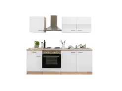 Discount Respekta Küchenzeile KB210ESW 210 cm -Eiche Sägerau Nachbildung Weiß