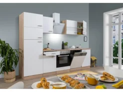 Respekta Küchenzeile KB280ESWCGKE 280 cm -Eiche Sägerau Nachbildung< Einbauküchen|Kühlschränke