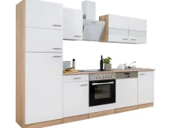 Respekta Küchenzeile KB280ESWCGKE 280 cm -Eiche Sägerau Nachbildung< Einbauküchen|Kühlschränke