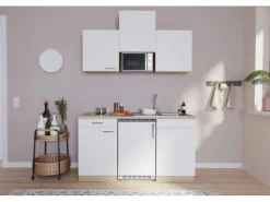 Respekta Single-Küchen|Pantryküchen<Küchenzeile KB150ESWMIC 150 cm -Eiche Sägeräu Nachbildung