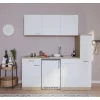 Best Respekta Küchenzeile KB180ESWC 180 cm Weiß-Eiche Sonoma Sägerau Nachbildung