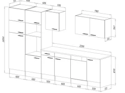 Respekta Winkelküchen|Einbauküchen<Küchenzeile KB340EYGMIGKE 340 cm Grau Seidengl.-Eiche York Nachbildung