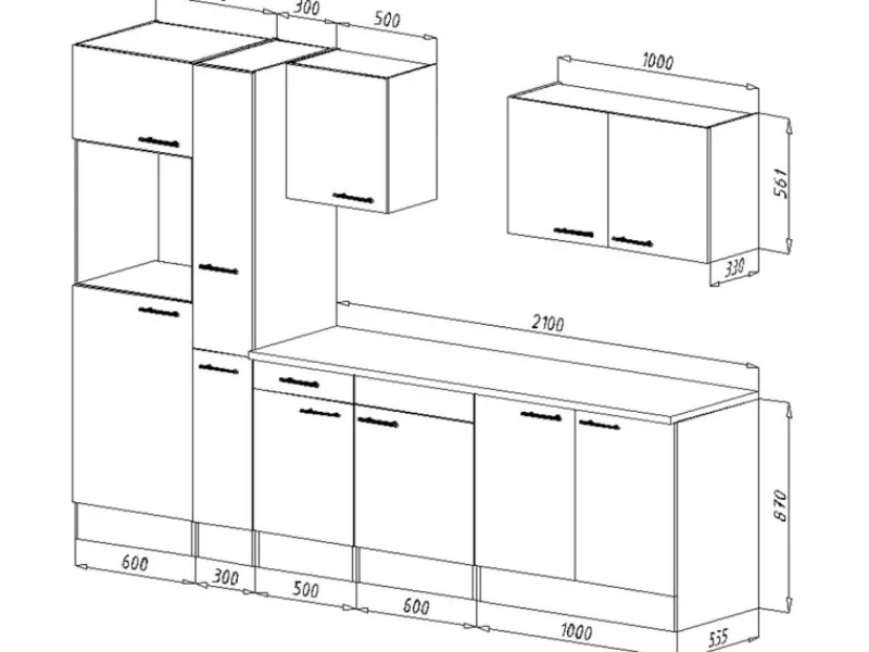Best Respekta Küchenzeile KB300EYG 300 cm -Eiche York Nachbildung Grau Seidenglanz