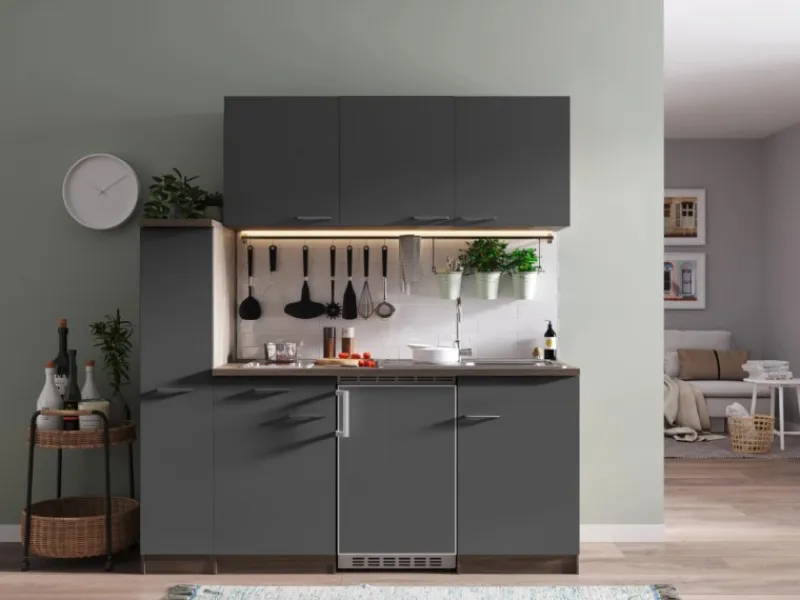Respekta Küchenzeile KB180EYGC 180 cm -Eiche York Nachbildung< Kochfelder|Winkelküchen
