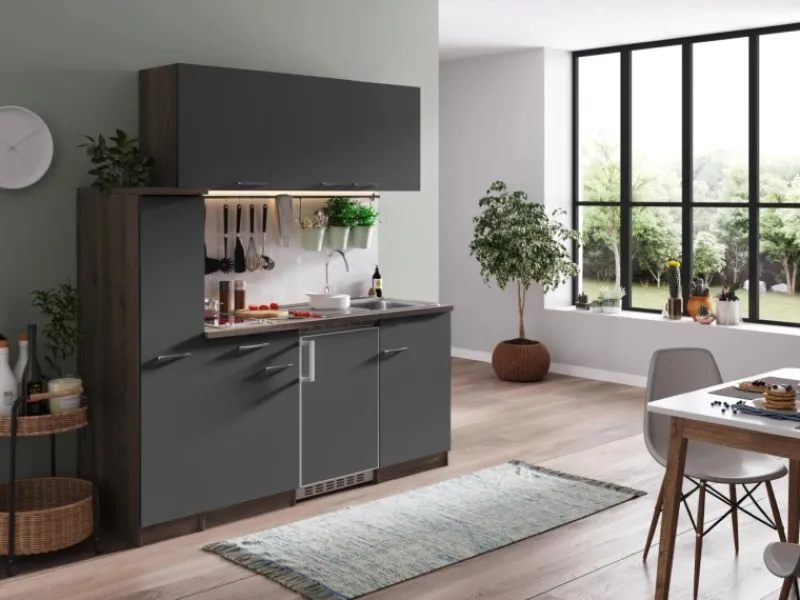 Respekta Küchenzeile KB180EYGC 180 cm -Eiche York Nachbildung< Kochfelder|Winkelküchen