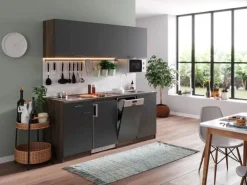Respekta Küchenzeile KB195EYGMIC 195 cm -Eiche York Nachbildung< Winkelküchen|Single-Küchen