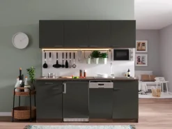 Respekta Küchenzeile KB195EYGMIC 195 cm -Eiche York Nachbildung< Winkelküchen|Single-Küchen