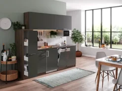 Respekta Küchenzeile KB225EYGMIC 225 cm -Eiche York Nachbildung< Kühlschränke|Kochfelder