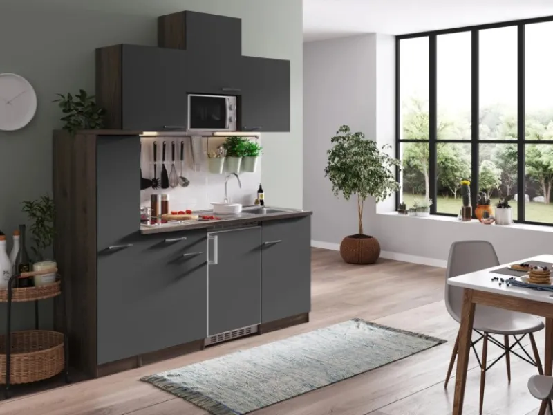 Respekta Winkelküchen|Single-Küchen<Küchenzeile KB180EYGMIC 180 cm -Eiche York Nachbildung