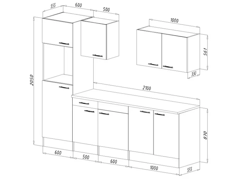 Outlet Respekta Küchenzeile KB270EYS 270 cm Schwarz Seidengl.-Eiche York Nachbildung