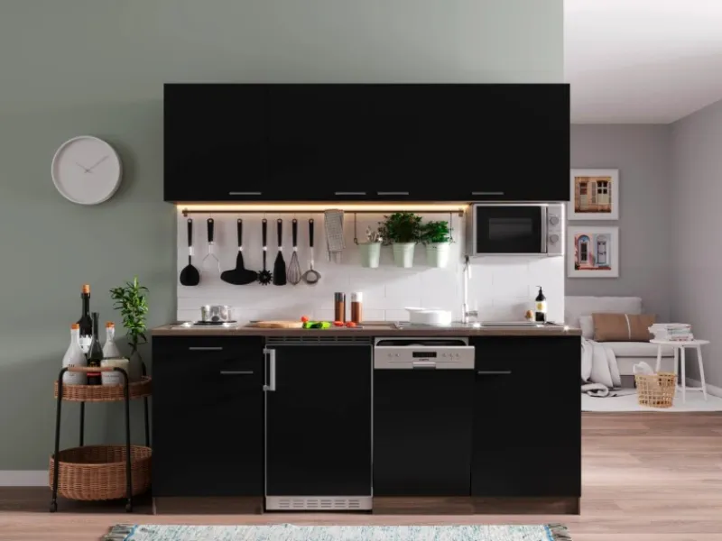 Respekta Küchenzeile KB195EYSMI 195 cm -Eiche York Nachbildung< Single-Küchen|Kühlschränke