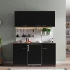 Hot Respekta Küchenzeile KB150EYSC 150 cm Schwarz-Eiche York Nachbildung