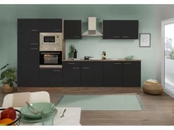 Clearance Respekta Küchenzeile KB330EYSMIGKE 330 cm Schwarz-Eiche York Nachbildung