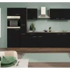Respekta Küchenzeile KB300EYS 300 cm Schwarz Seidengl.-Eiche York Nachbildung< Kühlschränke|Einbauküchen