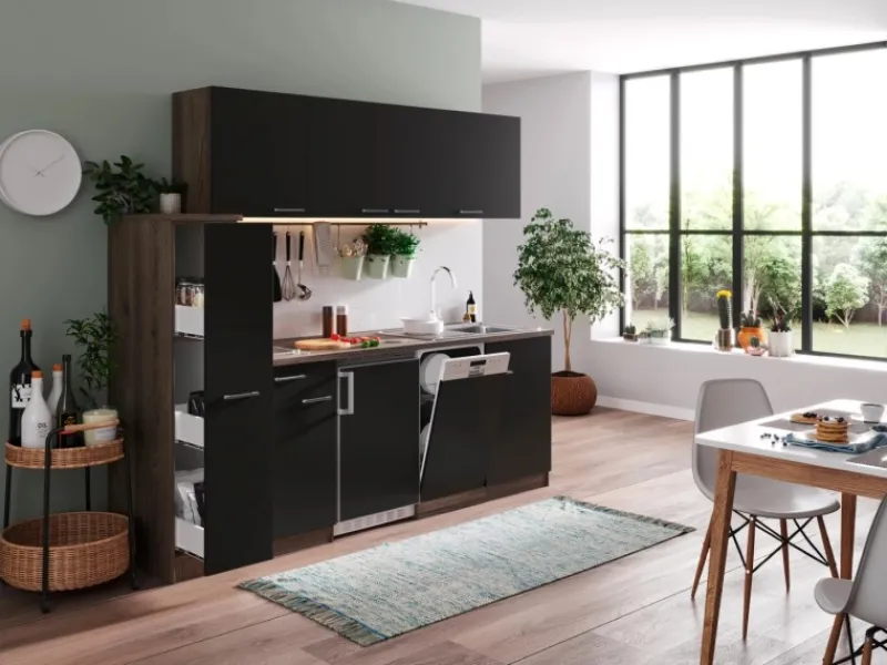 Respekta Küchenzeile KB225EYSC 225 cm -Eiche York Nachbildung< Single-Küchen|Miniküchen