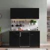 Respekta Küchenzeile KB150EYS 150 cm Schwarz-Eiche York Nachbildung< Single-Küchen|Pantryküchen