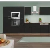 Respekta Küchenzeile KB370EYSMIGKE 370 cm Schwarz Eiche-York Nachbildung< Einbauküchen|Winkelküchen