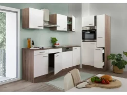Discount Respekta Küchenzeile KB310EYW 310 cm -Eiche York Nachbildung Weiß Seidenglanz