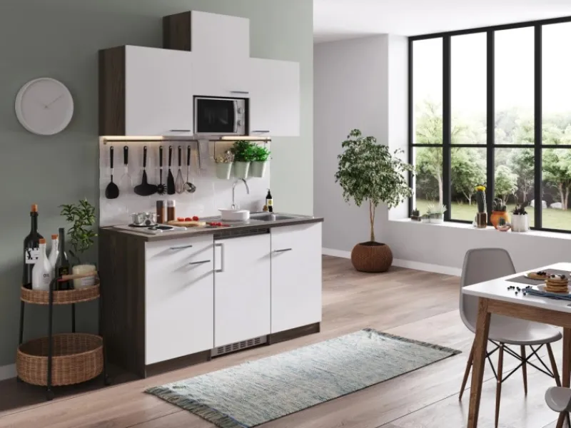 Respekta Küchenzeile KB150EYWMI 150 cm -Eiche York Nachbildung< Miniküchen|Kochfelder