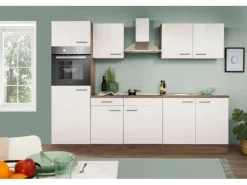 Sale Respekta Küchenzeile KB270EYW 270 cm -Eiche York Nachbildung Weiß Seidenglanz
