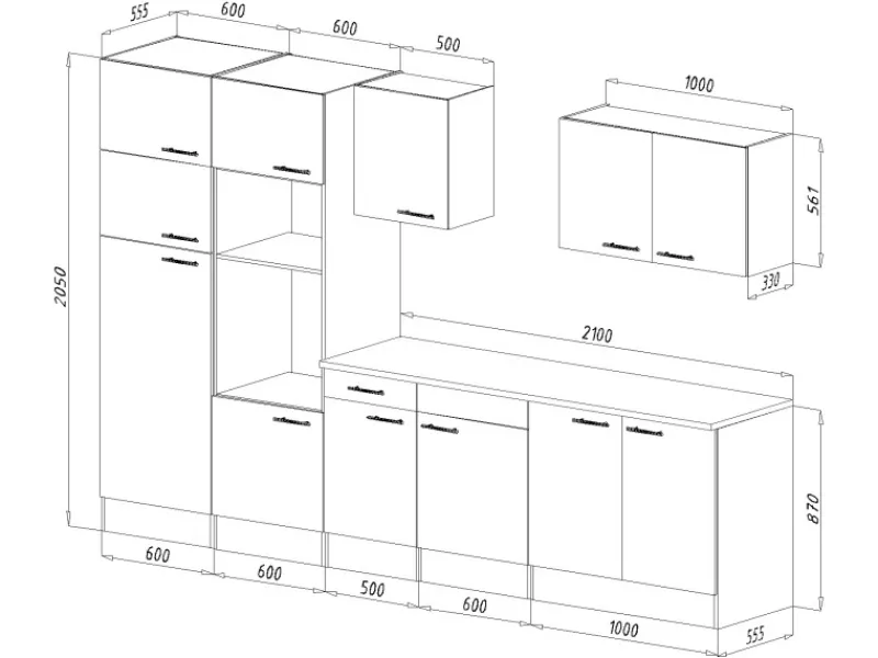Respekta Einbauküchen|Kühlschränke<Küchenzeile KB330EYWMIGKE 330 cm Weiß Seidengl.-Eiche York Nachbildung