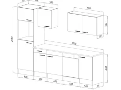 Respekta Küchenzeile KB280EYW 280 cm -Eiche York Nachbildung Weiß Seidenglanz