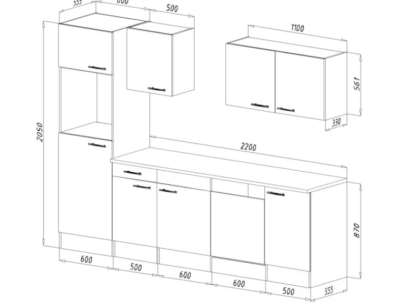 Respekta Küchenzeile KB280EYW 280 cm -Eiche York Nachbildung Weiß Seidenglanz