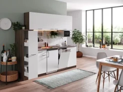 Respekta Küchenzeile KB225EYWMIC 225 cm -Eiche York Nachbildung< Kühlschränke|Single-Küchen