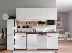 Respekta Küchenzeile KB225EYWMIC 225 cm -Eiche York Nachbildung< Kühlschränke|Single-Küchen