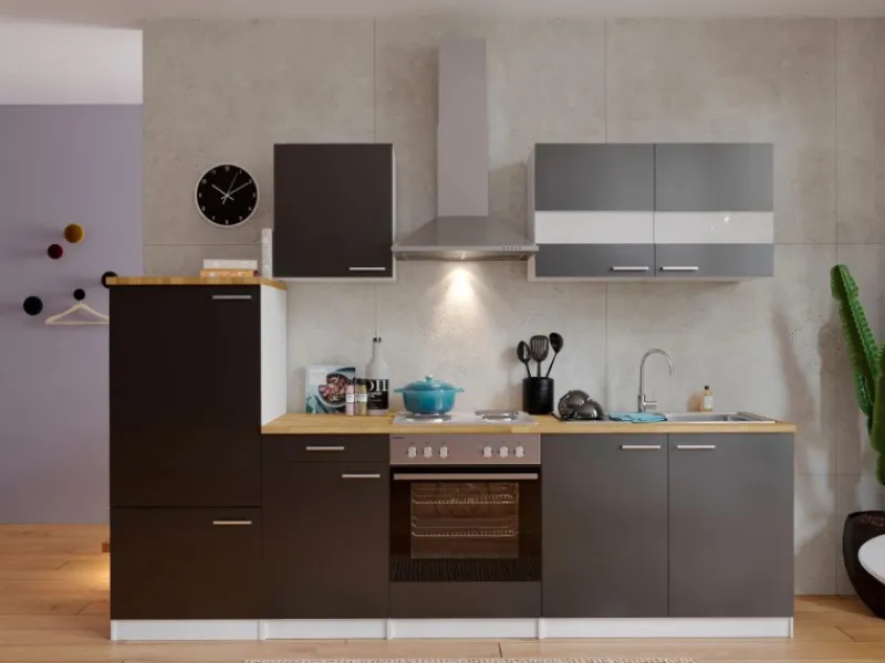 Respekta Kochfelder|Kühlschränke<Küchenzeile KB270WG 270 cm -Weiß
