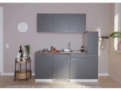 New Respekta Küchenzeile KB180WG 180 cm -Weiß Grau