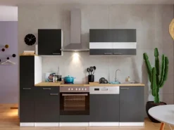 Sale Respekta Küchenzeile KB250WGC 250 cm Grau-Weiß