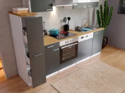 Sale Respekta Küchenzeile KB250WGC 250 cm Grau-Weiß