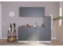 Respekta Winkelküchen|Single-Küchen<Küchenzeile KB180WGC 180 cm Grau-Weiß