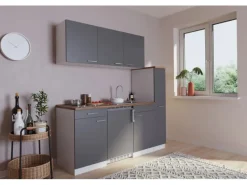 Respekta Winkelküchen|Single-Küchen<Küchenzeile KB180WGC 180 cm Grau-Weiß
