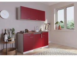 Online Respekta Küchenzeile KB150WRC 150 cm -Weiß Rot