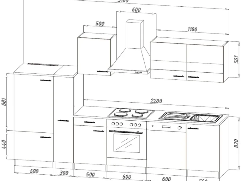 Respekta Küchenzeile KB310WS 310 cm -Weiß< Winkelküchen