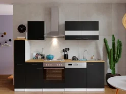 Respekta Herde|Kochfelder<Küchenzeile KB250WS 250 cm Schwarz-Weiß