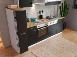 Respekta Herde|Kochfelder<Küchenzeile KB250WS 250 cm Schwarz-Weiß