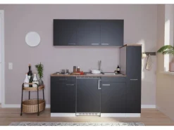 Sale Respekta Küchenzeile KB180WS 180 cm -Weiß Schwarz