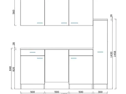 Sale Respekta Küchenzeile KB180WS 180 cm -Weiß Schwarz