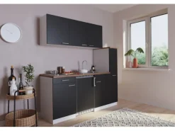 Sale Respekta Küchenzeile KB180WS 180 cm -Weiß Schwarz