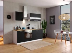 Respekta Küchenzeile KB210WS 210 cm -Weiß< Herde|Kochfelder