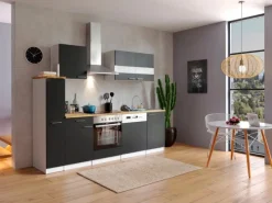 Respekta Winkelküchen|Herde<Küchenzeile KB250WSC 250 cm Schwarz-Weiß