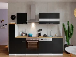 Respekta Winkelküchen|Herde<Küchenzeile KB250WSC 250 cm Schwarz-Weiß