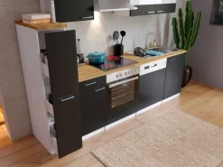 Respekta Winkelküchen|Herde<Küchenzeile KB250WSC 250 cm Schwarz-Weiß