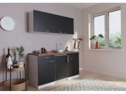 Respekta Pantryküchen|Miniküchen<Küchenzeile KB150WSC 150 cm -Weiß