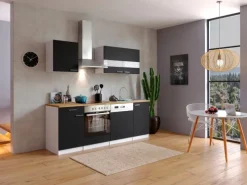Respekta Einbauküchen|Kochfelder<Küchenzeile KB220WSC 220 cm -Weiß